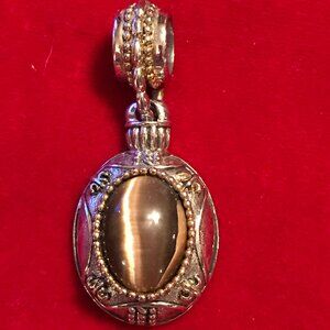 Silver Filigree and Brown Stone Pendant